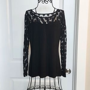 Boston Proper, black. Lace polka dot detail. Size small.